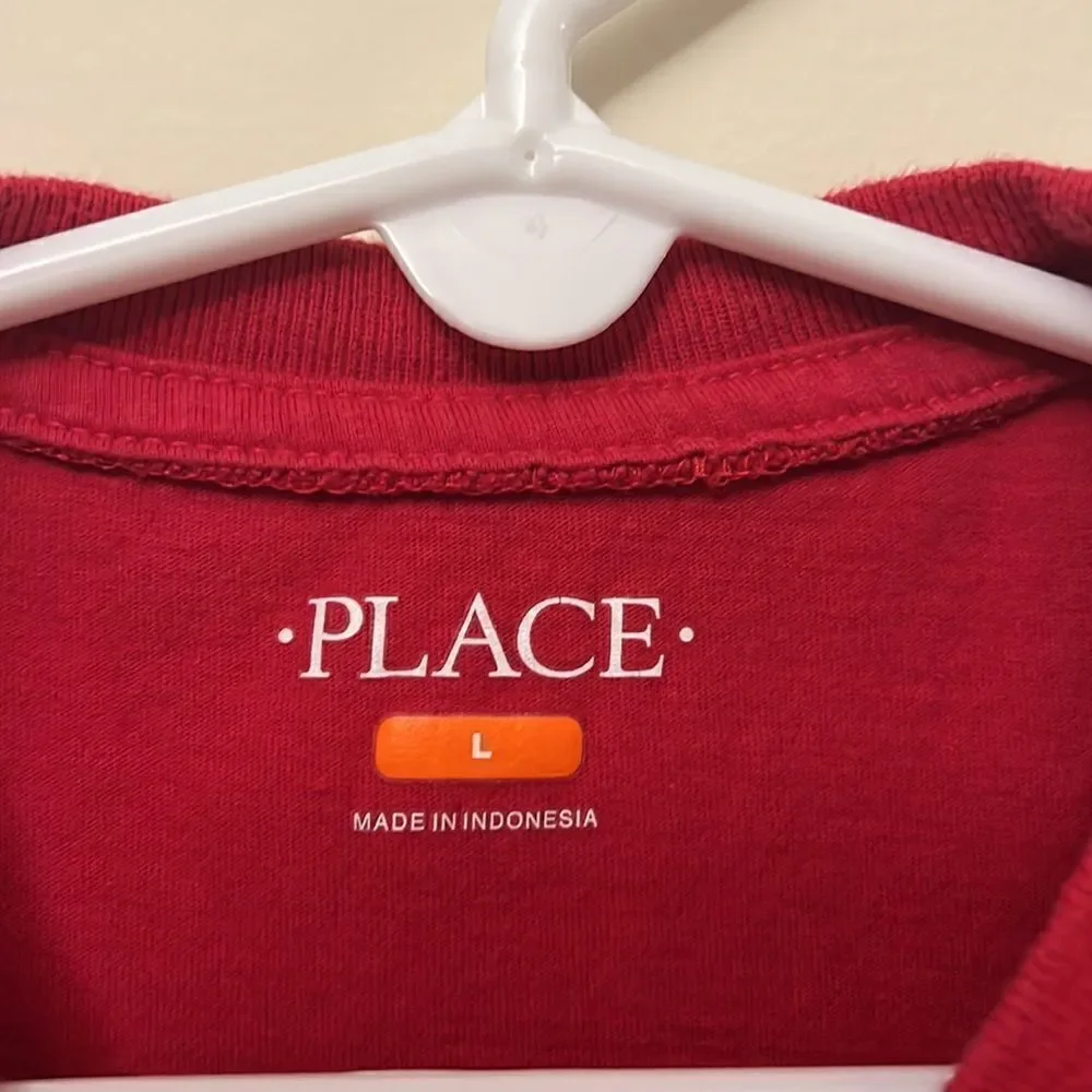 The Childrens Place size youth large red Merry Xmas dude shirt.